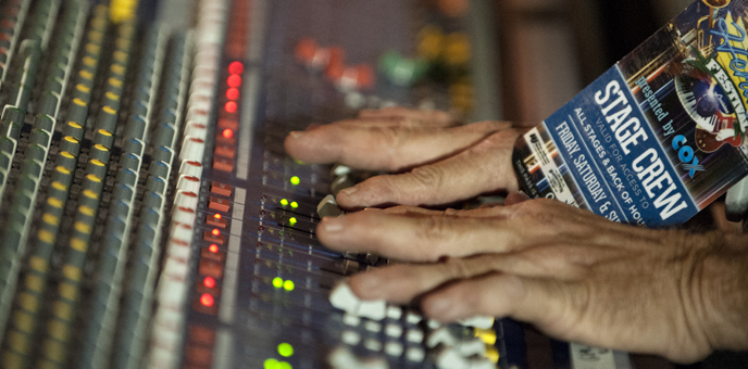 Hands on the soundboard during Gretna Fest 2013. (Photo by G. A. Volb/Shutterjock)